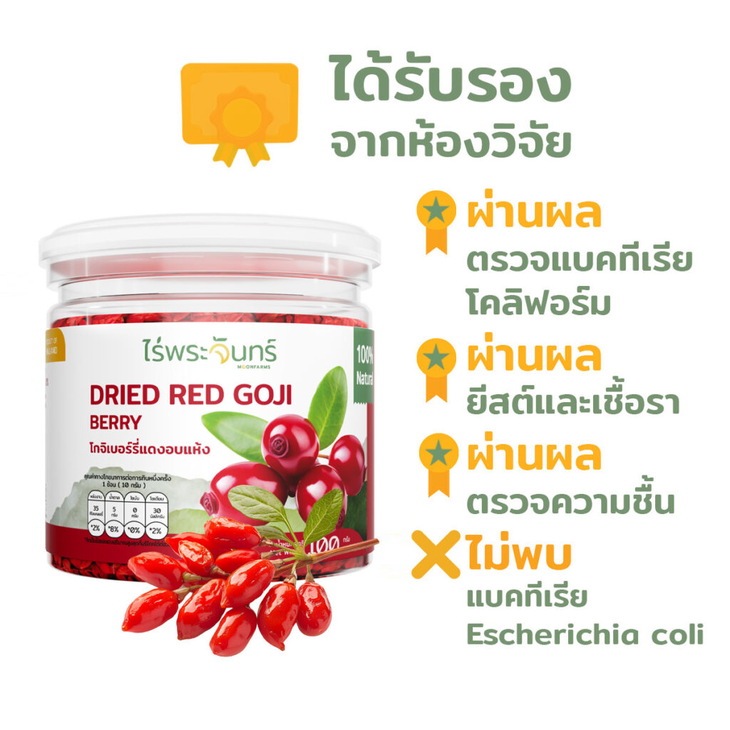 โกจิเบอร์รี่แดงอบแห้ง 14 โกจิเบอร์รี่แดงอบแห้ง โกจิเบอรี่ โกจิเบอร์รี่แดง โกจิเบอรี่อบ เก๋ากี้ เก๋ากี้แดง MOONFARMS Dried Red Goji Berry