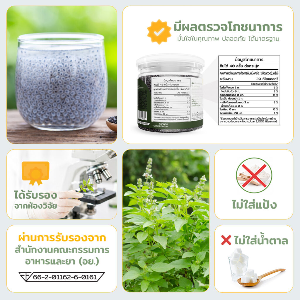 เมล็ดแมงลัก 19 เมล็ดแมงลัก Basil Seeds เม็ดแมงลัก เมล็ดแมงลักแห้ง ธัญพืช แมงลัก